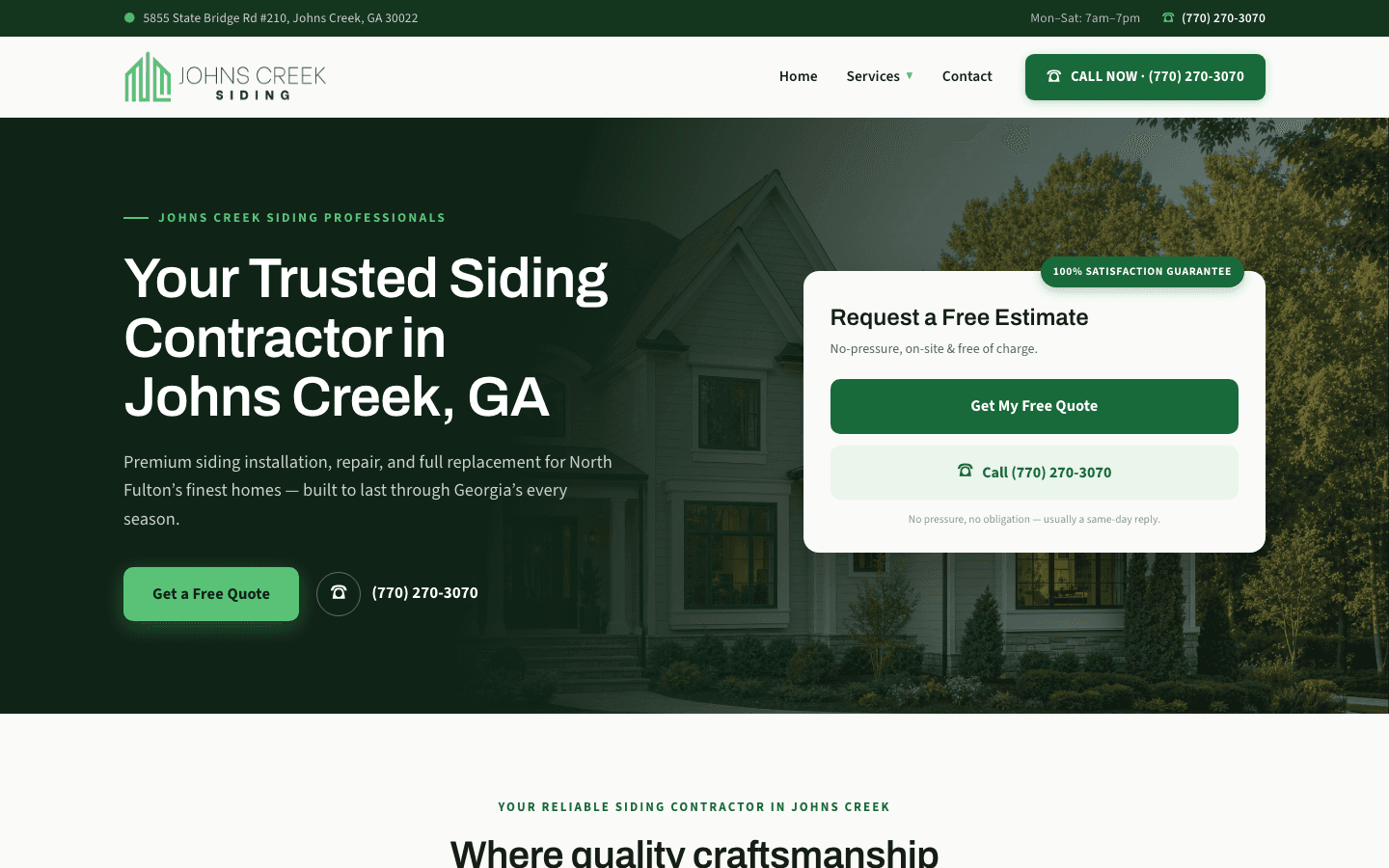 Johns Creek Siding homepage
