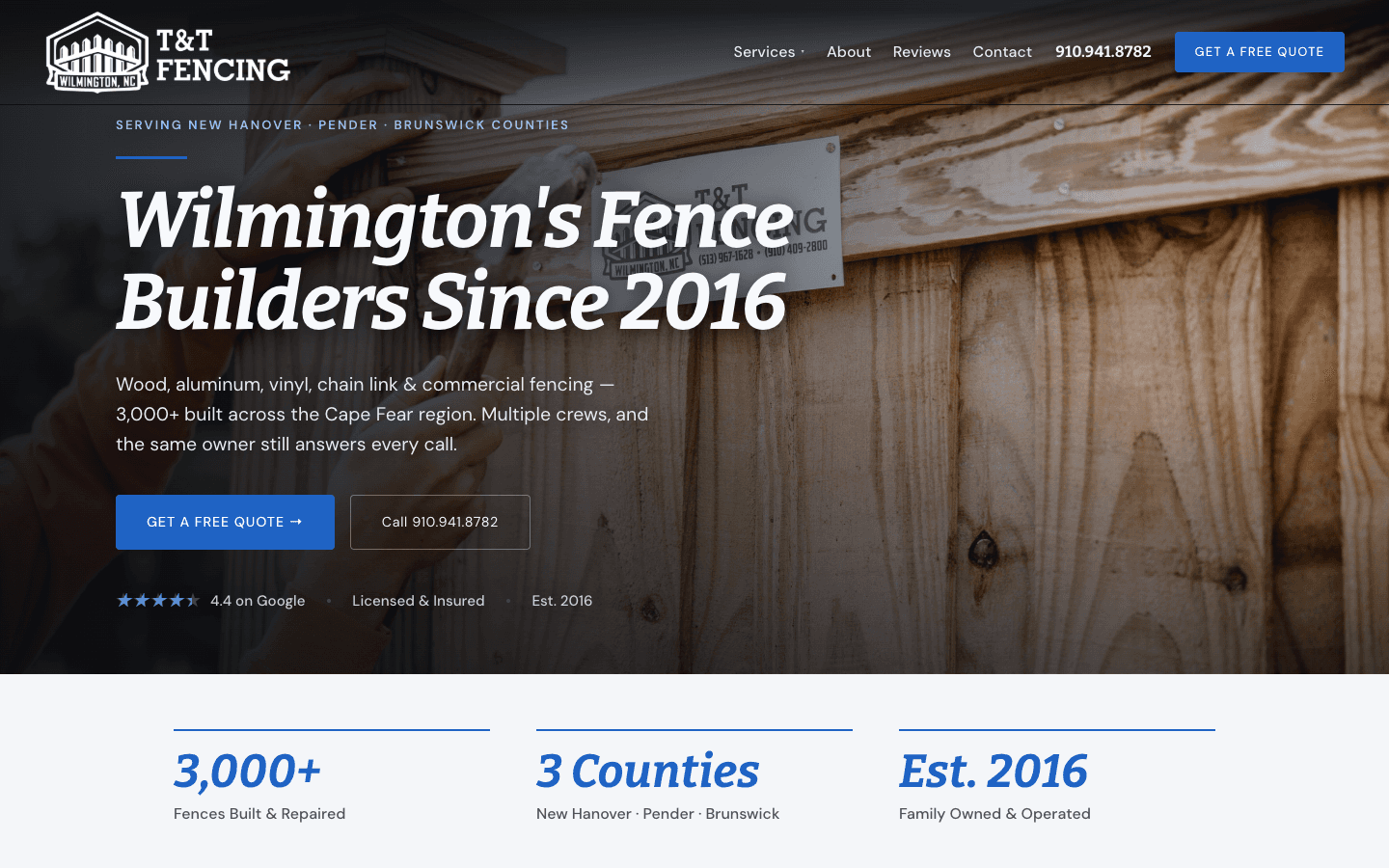T&T Fencing homepage