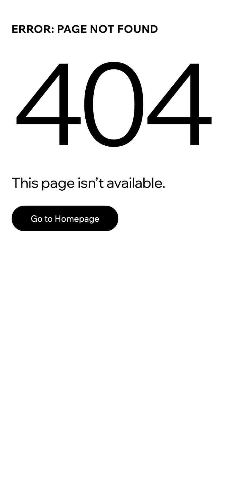 The old site's Projects button led to a Page not found error
